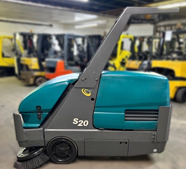 Refurbished Tennant S20 | 62" Ride-On Propane Sweeper, Dual Side Brushes, Overhead Guard