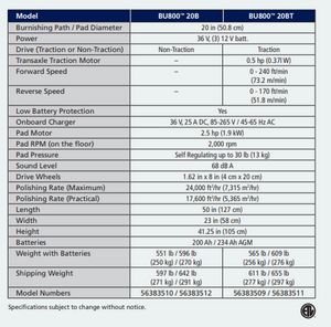 Refurbished Advance BU800 | 20" Walk Behind Floor Burnisher | Battery | Self Propel